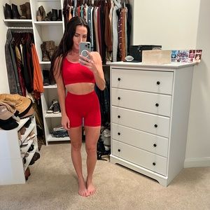 Two piece high waisted shorts and sports bra set